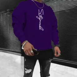 Men's Solid Color Pullover Long Sleeve Sweatshirt Crew Neck Streetwear Sportswear Basic Hot Stamping Sports & Outdoor Casual Streetwear Oversized Spring Fall