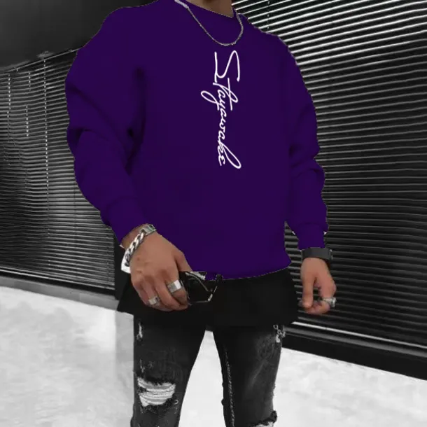 Men's Solid Color Pullover Long Sleeve Sweatshirt Crew Neck Streetwear Sportswear Basic Hot Stamping Sports & Outdoor Casual Streetwear Oversized Spring Fall