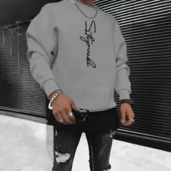 Men's Solid Color Pullover Long Sleeve Sweatshirt Crew Neck Streetwear Sportswear Basic Hot Stamping Sports & Outdoor Casual Streetwear Oversized Spring Fall