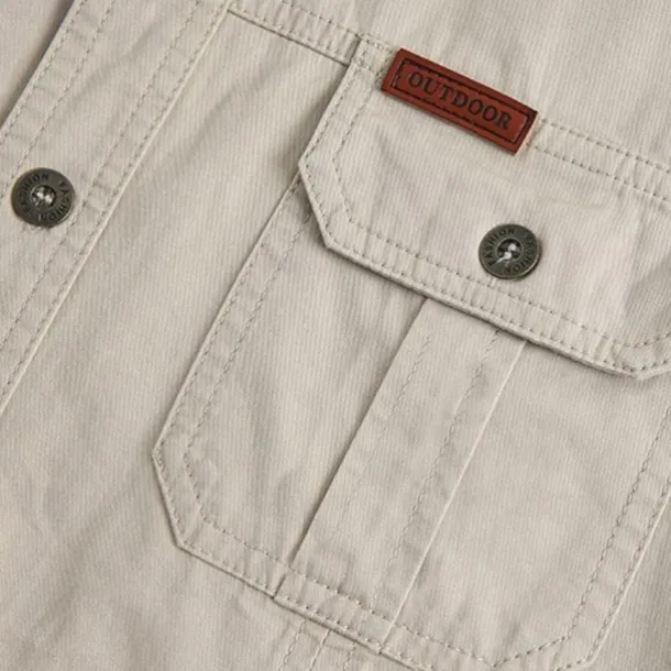 Men's Solid Color Work Shirt Western Shirt Cargo Shirt Long Sleeve Casual Tactical Sports Outdoor WorkWear Spring Fall Turndown Front Two Pockets Button Up Shirts Army Green Khaki