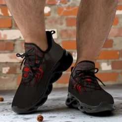 Men's Spider Web Running Shoes – Lightweight Breathable Athletic Sneakers for Halloween, Sports, Gym and Casual Outfits
