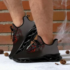 Men's Spider Web Running Shoes – Lightweight Breathable Athletic Sneakers for Halloween, Sports, Gym and Casual Outfits