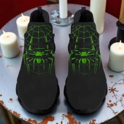 Men's Spider Web Running Shoes – Lightweight Breathable Athletic Sneakers for Halloween, Sports, Gym and Casual Outfits