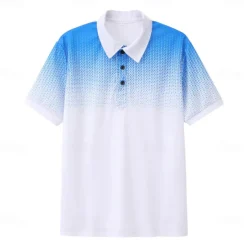 Men's Sport Polo Golf Shirt Casual Holiday Lapel Short Sleeve Fashion Basic Gradient Button Summer Regular Fit Wine Black White Navy Blue Orange Gray Sport Polo