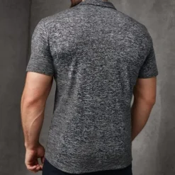 Men's Sport Polo Golf Shirt Casual Holiday Lapel Quarter Zip Short Sleeve Fashion Basic Plain Quarter Zip Summer Regular Fit Dark Gray Blue Green Sport Polo