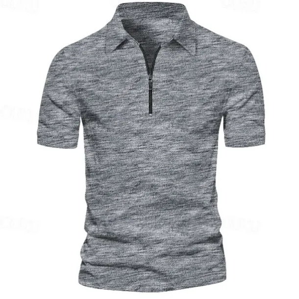 Men's Sport Polo Golf Shirt Casual Holiday Lapel Quarter Zip Short Sleeve Fashion Basic Plain Quarter Zip Summer Regular Fit Dark Gray Blue Green Sport Polo