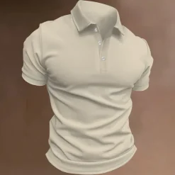 Men's Sport Polo Polo Shirt Casual Holiday Lapel Short Sleeve Fashion Basic Plain Button Summer Regular Fit Black White Navy Blue Blue Khaki Gray Sport Polo