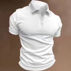 Men's Sport Polo Polo Shirt Casual Holiday Lapel Short Sleeve Fashion Basic Plain Button Summer Regular Fit Black White Navy Blue Blue Khaki Gray Sport Polo