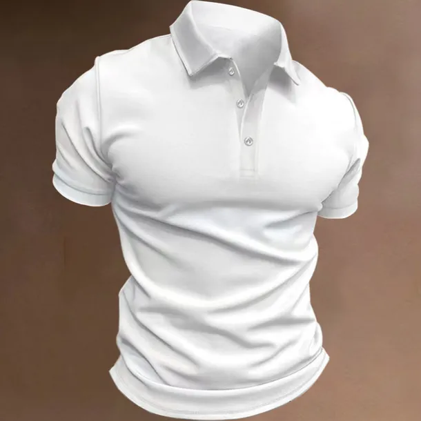 Men's Sport Polo Polo Shirt Casual Holiday Lapel Short Sleeve Fashion Basic Plain Button Summer Regular Fit Black White Navy Blue Blue Khaki Gray Sport Polo