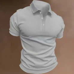 Men's Sport Polo Polo Shirt Casual Holiday Lapel Short Sleeve Fashion Basic Plain Button Summer Regular Fit Black White Navy Blue Blue Khaki Gray Sport Polo