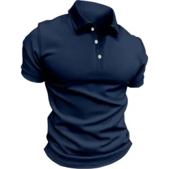 Men's Sport Polo Polo Shirt Casual Holiday Lapel Short Sleeve Fashion Basic Plain Button Summer Regular Fit Black White Navy Blue Blue Khaki Gray Sport Polo