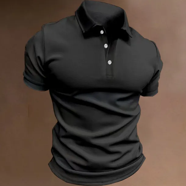 Men's Sport Polo Polo Shirt Casual Holiday Lapel Short Sleeve Fashion Basic Plain Button Summer Regular Fit Black White Navy Blue Blue Khaki Gray Sport Polo