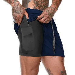 Men's Sports Outdoor Athletic Breathable Quick Dry Moisture Wicking 2 in 1 with Phone Pocket Liner Solid Colored Activewear Dark Grey Black Stretchy