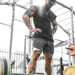 Men's Sports Outdoor Athletic Breathable Quick Dry Moisture Wicking 2 in 1 with Phone Pocket Liner Solid Colored Activewear Dark Grey Black Stretchy