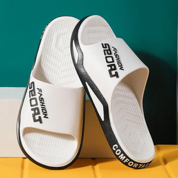 Men's Sporty Slide Sandals | Lightweight Slip-On Comfort Slippers for Casual Wear, Poolside, or Beach – Breathable Open-Toe Design with Fashion Letter Print