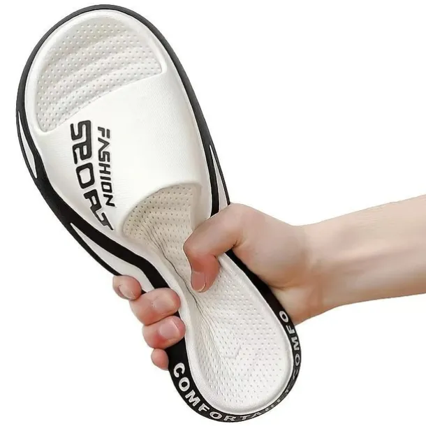 Men's Sporty Slide Sandals | Lightweight Slip-On Comfort Slippers for Casual Wear, Poolside, or Beach – Breathable Open-Toe Design with Fashion Letter Print