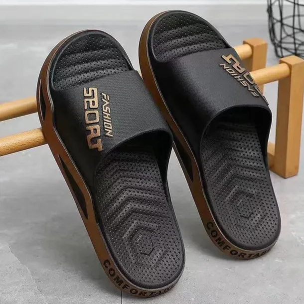 Men's Sporty Slide Sandals | Lightweight Slip-On Comfort Slippers for Casual Wear, Poolside, or Beach – Breathable Open-Toe Design with Fashion Letter Print