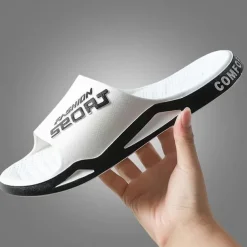 Men's Sporty Slide Sandals | Lightweight Slip-On Comfort Slippers for Casual Wear, Poolside, or Beach – Breathable Open-Toe Design with Fashion Letter Print