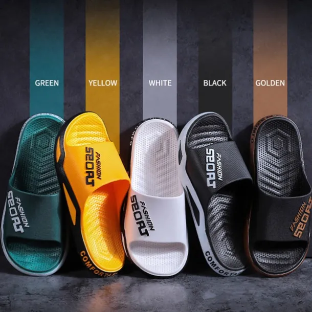 Men's Sporty Slide Sandals | Lightweight Slip-On Comfort Slippers for Casual Wear, Poolside, or Beach – Breathable Open-Toe Design with Fashion Letter Print