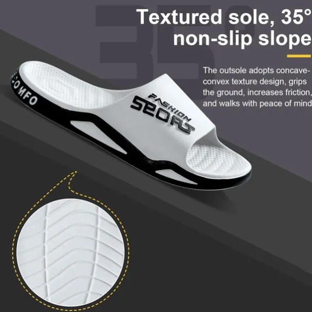 Men's Sporty Slide Sandals | Lightweight Slip-On Comfort Slippers for Casual Wear, Poolside, or Beach – Breathable Open-Toe Design with Fashion Letter Print