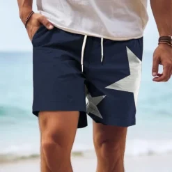 Men's Star Swim Trunks Swim Shorts Board Shorts Mid Waist Vacation Hawaiian Holiday Vacation Holiday Beach Drawstring with Mesh lining Elastic Waist Designer Clothing Apparel