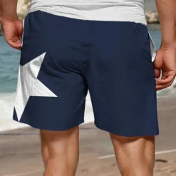 Men's Star Swim Trunks Swim Shorts Board Shorts Mid Waist Vacation Hawaiian Holiday Vacation Holiday Beach Drawstring with Mesh lining Elastic Waist Designer Clothing Apparel