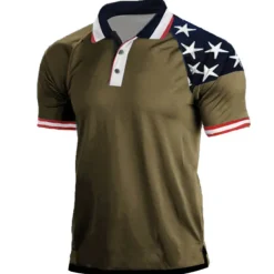 Men's Star Veterans Patriotic Polo Shirts Golf Shirt Short Sleeve Shirt Turndown Street Daily 3D Print Black White Wine Royal Blue Dark Green 3D Button-Down Clothing Apparel Fashion Casual Breathable