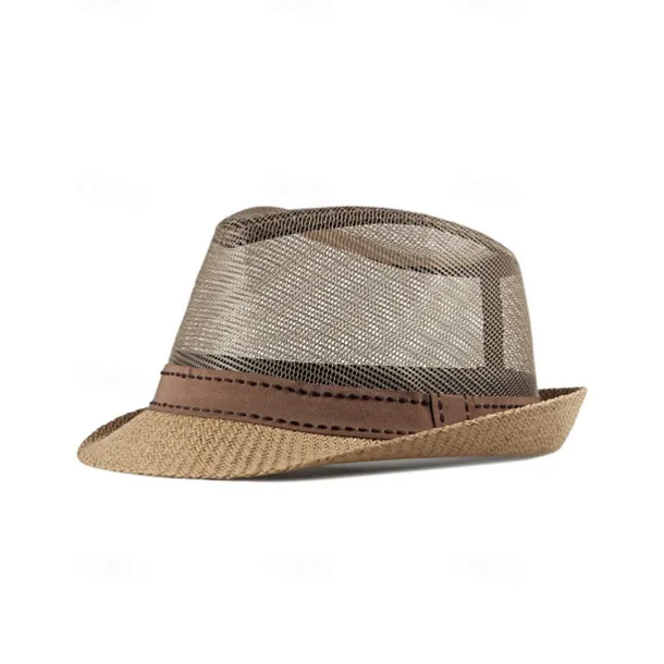 Men's Straw Hat Sun Hat Soaker Hat Safari Hat Gambler Hat Black Dark Navy Polycotton Mesh Stylish Casual Outdoor clothing Holiday Going out Plain Sunscreen