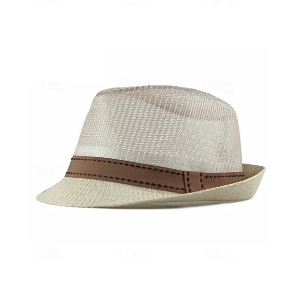 Men's Straw Hat Sun Hat Soaker Hat Safari Hat Gambler Hat Black Dark Navy Polycotton Mesh Stylish Casual Outdoor clothing Holiday Going out Plain Sunscreen