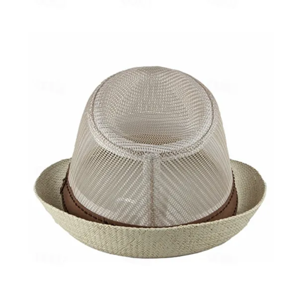 Men's Straw Hat Sun Hat Soaker Hat Safari Hat Gambler Hat Black Dark Navy Polycotton Mesh Stylish Casual Outdoor clothing Holiday Going out Plain Sunscreen