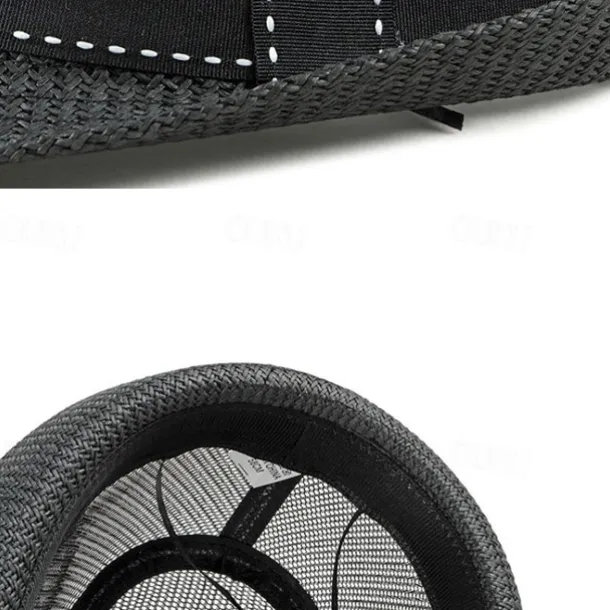 Men's Straw Hat Sun Hat Soaker Hat Safari Hat Gambler Hat Black Dark Navy Polycotton Mesh Stylish Casual Outdoor clothing Holiday Going out Plain Sunscreen