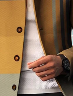 Men's Stripe Geometry Winter Coat Overcoat Coat Warm Breathable Comfortable Fashion Streetwear Business Work Wear to work Going out Pocket Print Fall & Winter Turndown Long Sleeve Red Blue Orange