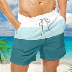 Men's Stripe Graphic Prints Swim Trunks Swim Shorts Board Shorts Mid Waist Hawaiian Boho Casual Daily Holiday Drawstring with Mesh lining Elastic Waist Designer Clothing Apparel