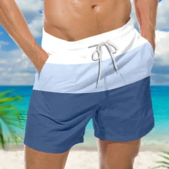 Men's Stripe Graphic Prints Swim Trunks Swim Shorts Board Shorts Mid Waist Hawaiian Boho Casual Daily Holiday Drawstring with Mesh lining Elastic Waist Designer Clothing Apparel