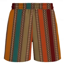 Men's Stripe Grid / Plaid Geometric Pattern Swim Shorts Board Shorts Swimming Trunks Mid Waist Hawaiian Casual Holiday Beach Drawstring with Mesh lining Elastic Waist Designer Clothing Apparel