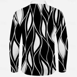 Men's Striped Geometric Pattern Shirt Dress Shirt Button Up Shirt Long Sleeve Business Casual Daily Fall Winter Spring & Summer Turndown Button Up 3D Print Black Blue Green