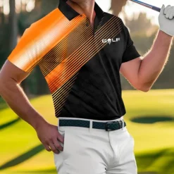 Men's Striped Sports Polo Shirts Golf Shirt Short Sleeve Polo Shirts Collared Shirts Casual Sportswear Vacation Wear Buttons 3D Print Blue-Green Red Blue