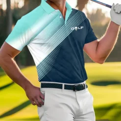 Men's Striped Sports Polo Shirts Golf Shirt Short Sleeve Polo Shirts Collared Shirts Casual Sportswear Vacation Wear Buttons 3D Print Blue-Green Red Blue