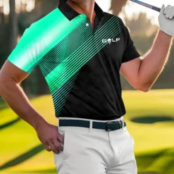 Men's Striped Sports Polo Shirts Golf Shirt Short Sleeve Polo Shirts Collared Shirts Casual Sportswear Vacation Wear Buttons 3D Print Blue-Green Red Blue