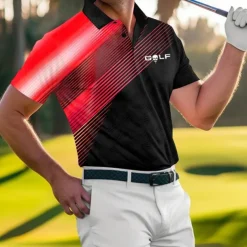 Men's Striped Sports Polo Shirts Golf Shirt Short Sleeve Polo Shirts Collared Shirts Casual Sportswear Vacation Wear Buttons 3D Print Blue-Green Red Blue