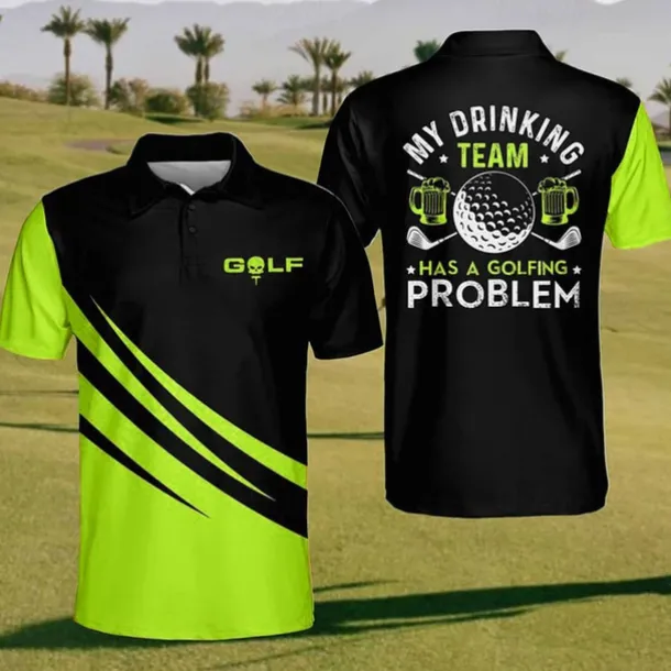 Men's Striped Sports Polo Shirts Golf Shirt Short Sleeve Polo Shirts Collared Shirts Casual Sportswear Vacation Wear Buttons 3D Print Yellow Red Royal Blue