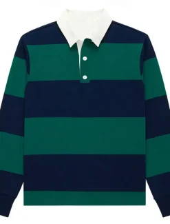 Men's Stripes Rugby Polo Long Sleeve Polo Shirts Collared Shirts Casual School Outdoor Athleisure 3D Print Spring Fall Winter Red Blue Orange