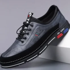 Men's Stylish Brown Faux Leather Casual Shoes with Black Contrast Detail, Comfortable Fit and Durable Sole, Ideal for Everyday Wear and Smart Casual Occasions