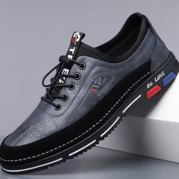 Men's Stylish Brown Faux Leather Casual Shoes with Black Contrast Detail, Comfortable Fit and Durable Sole, Ideal for Everyday Wear and Smart Casual Occasions