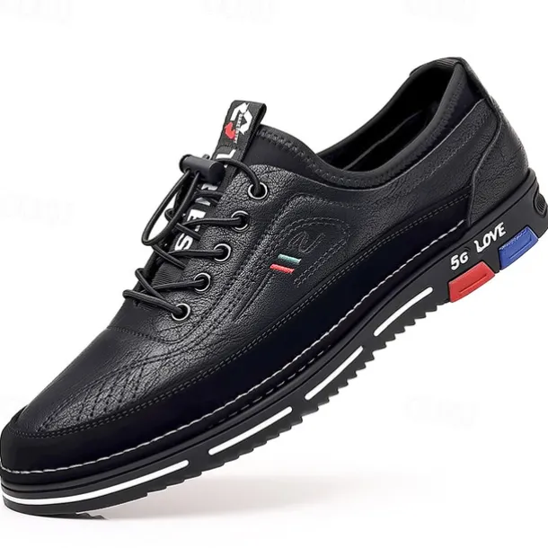 Men's Stylish Brown Faux Leather Casual Shoes with Black Contrast Detail, Comfortable Fit and Durable Sole, Ideal for Everyday Wear and Smart Casual Occasions