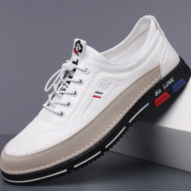 Men's Stylish Brown Faux Leather Casual Shoes with Black Contrast Detail, Comfortable Fit and Durable Sole, Ideal for Everyday Wear and Smart Casual Occasions