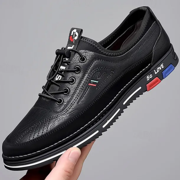 Men's Stylish Brown Faux Leather Casual Shoes with Black Contrast Detail, Comfortable Fit and Durable Sole, Ideal for Everyday Wear and Smart Casual Occasions