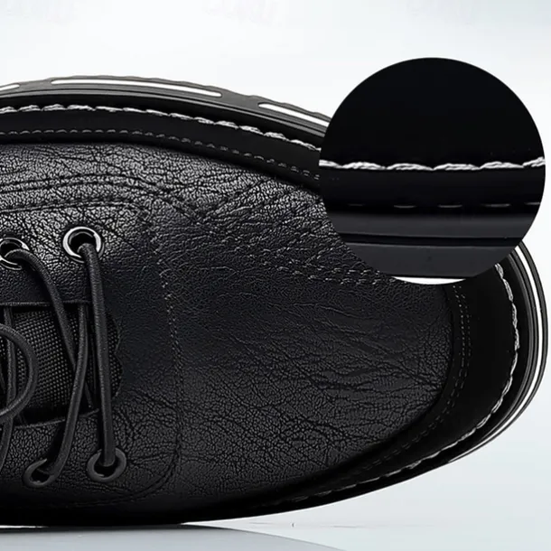 Men's Stylish Brown Faux Leather Casual Shoes with Black Contrast Detail, Comfortable Fit and Durable Sole, Ideal for Everyday Wear and Smart Casual Occasions