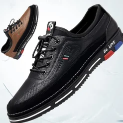 Men's Stylish Brown Faux Leather Casual Shoes with Black Contrast Detail, Comfortable Fit and Durable Sole, Ideal for Everyday Wear and Smart Casual Occasions