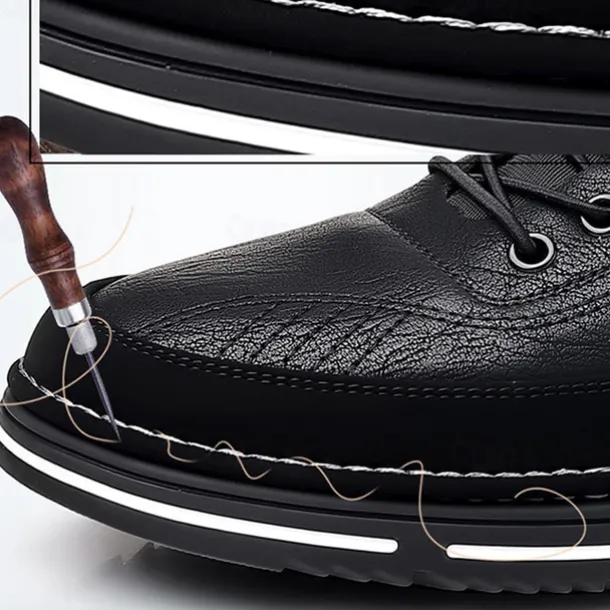 Men's Stylish Brown Faux Leather Casual Shoes with Black Contrast Detail, Comfortable Fit and Durable Sole, Ideal for Everyday Wear and Smart Casual Occasions